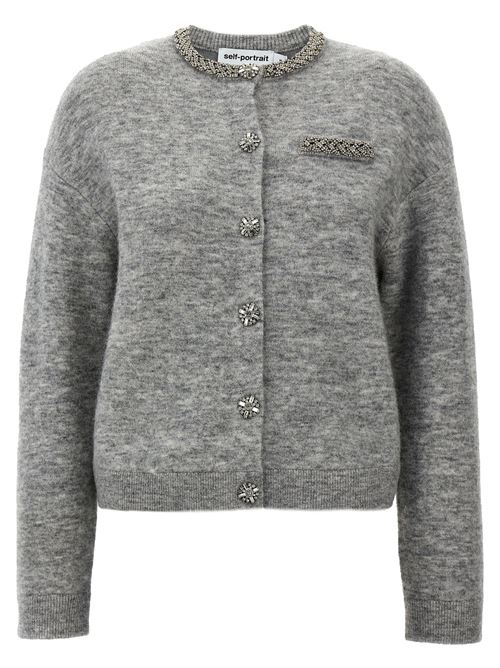 Cardigan Grey Melange SELF PORTRAIT | AW24064CGR